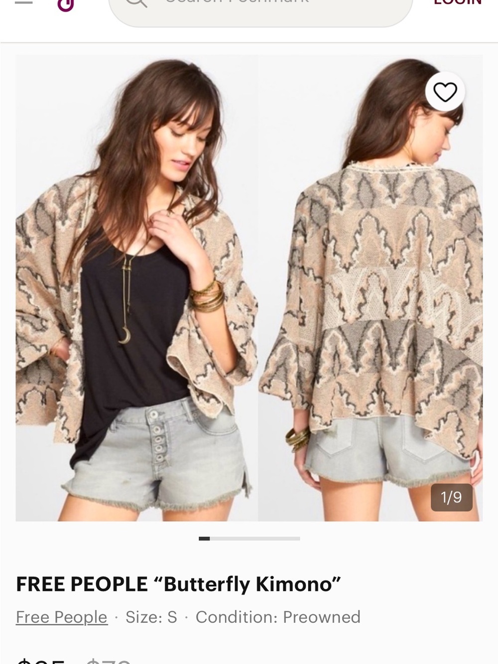 Free People Neutral-Tone Butterfly Kimono Cardigan